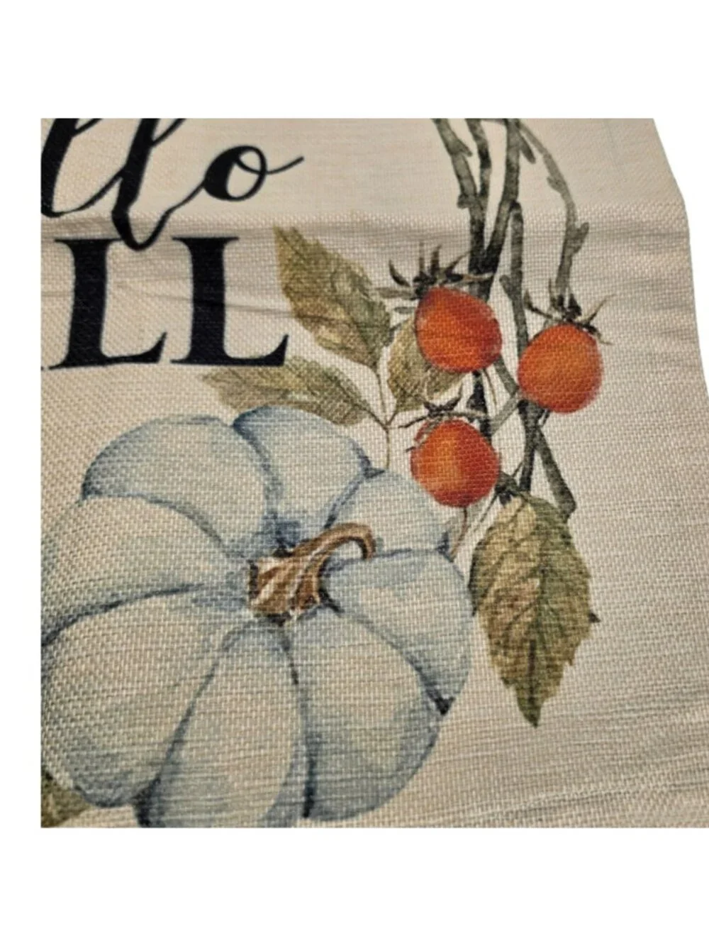 Hello Fall Decorative Throw Pillow Cover Pumpkins Leaves 17x18 Inches Beige